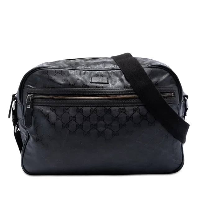 Black Gucci GG Imprime Crossbody in Black Coated canvas from Designer Revival