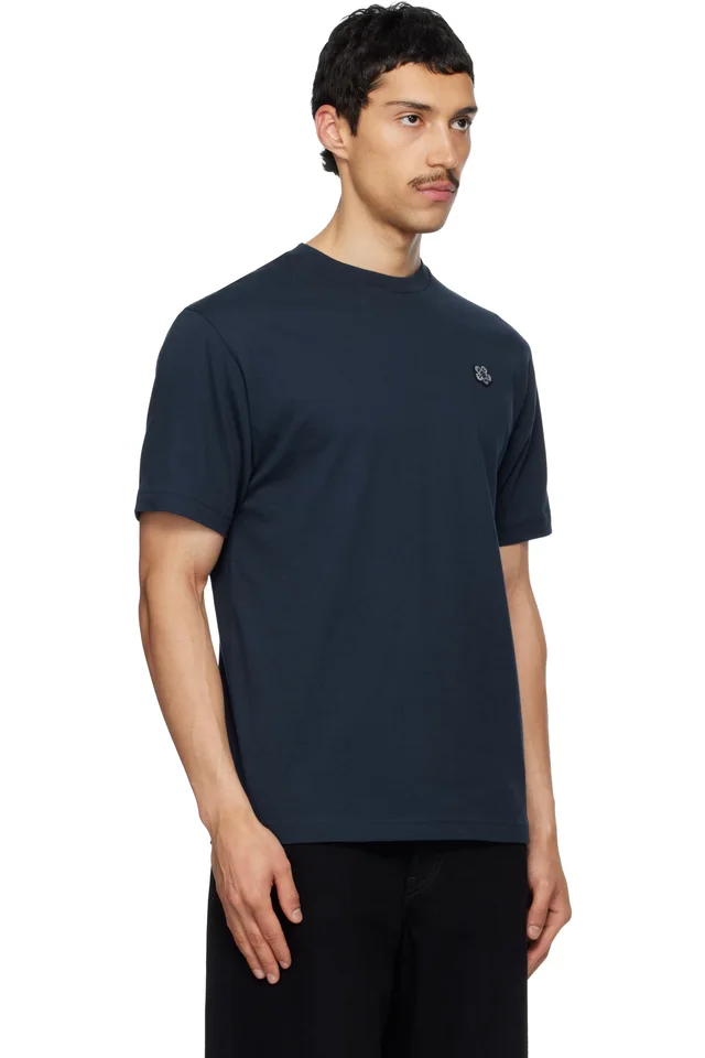 Navy Kenzo Paris 'Boke Flower' Embroidered T-shirt, photo 2 of 3 from SSENSE