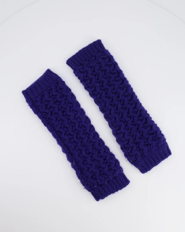 Chanel Resort 2023 Blue Knitted Wool Handwarmers with Multi-Colour Crystal Embellished CC Logo Detail… in Blue Wool from Sellier, photo 3 of 5