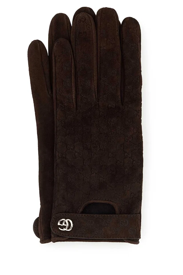 Gucci Elysees Gloves — Brown in Brown Suede from HEWI