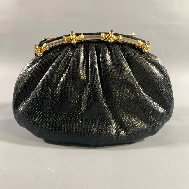Judith Leiber Snakeskin Clutch Handbag in black Leather from Poshmark