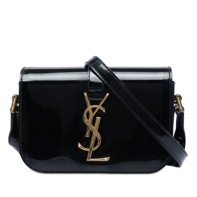 Black Saint Laurent Small Patent Monogram Universite Crossbody in Black Patent leather from Designer Revival