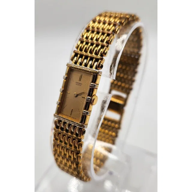 Vtg Seiko Slim Tank Watch Women 6.5 Gold Tone Rectangle Dial 2e20-5079 in silver|gold|gray from Poshmark