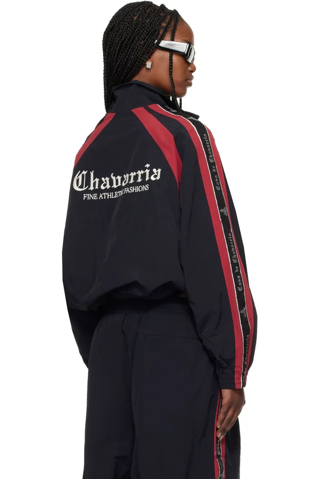 WILLY CHAVARRIA Black & Red 'Casa De Chavarria' Tape Jacket, photo 3 of 4 from SSENSE