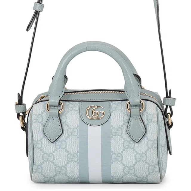 Gucci Ophidia Super Mini 2-Way Bag Light Blue781490 GG Supreme Leather in Leather from GALLERY RARE