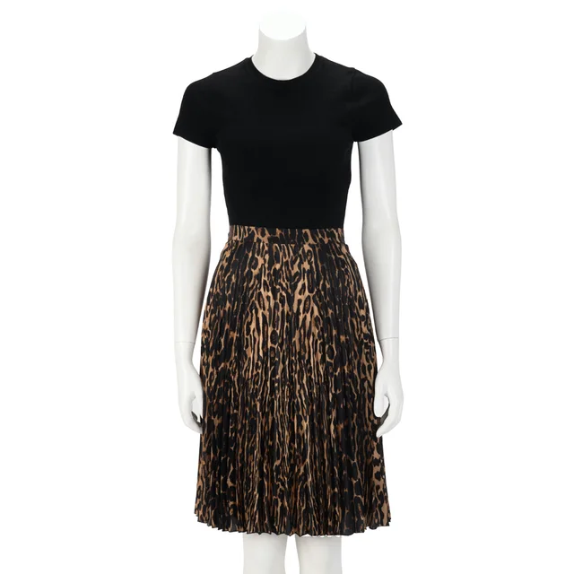 Burberry Animal Print Pleated Skirt UK 6 in Brown from Blue Spinach