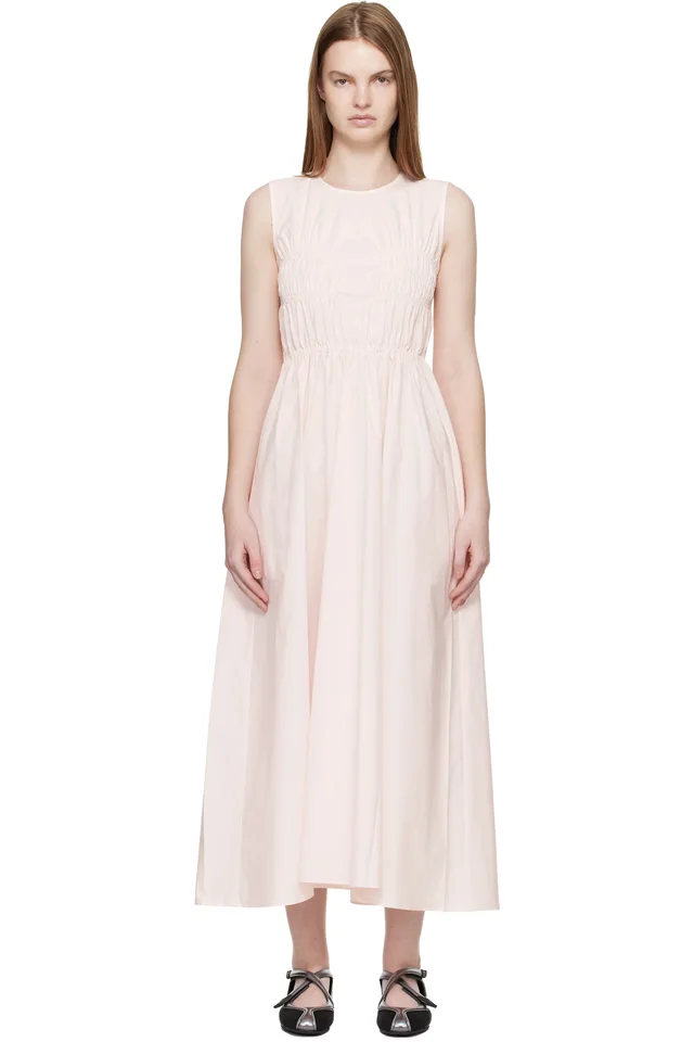 Cecilie Bahnsen Pink CBchristy Midi Dress, image 1 of 1 from SSENSE