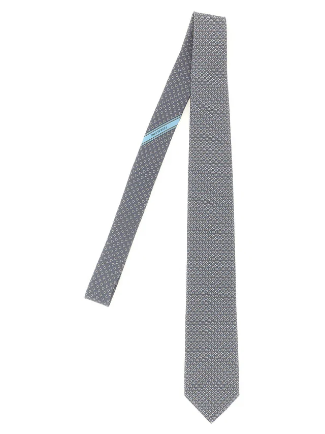 Ferragamo Chicca Necktie — Gray Pure Silk Neckties in Grey Silk from HEWI