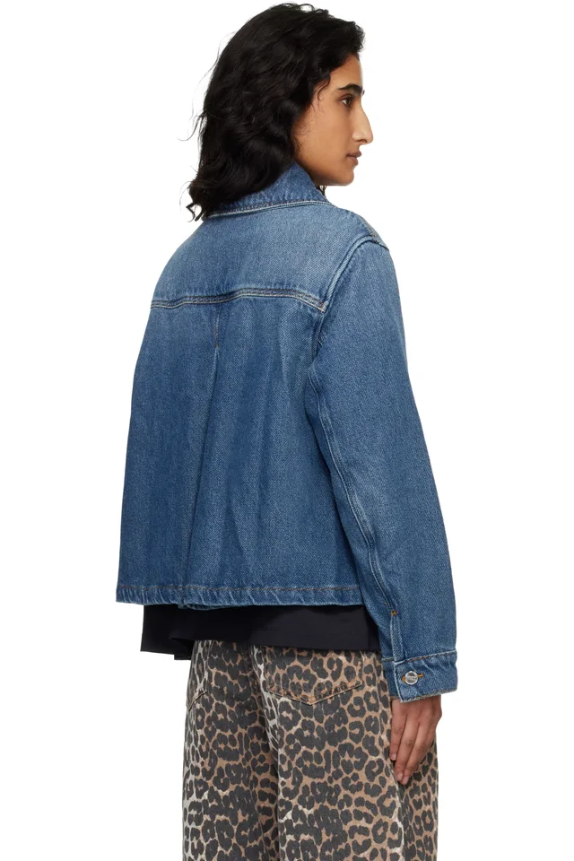 GANNI Blue Heavy Denim Jacket, photo 3 of 4 from SSENSE