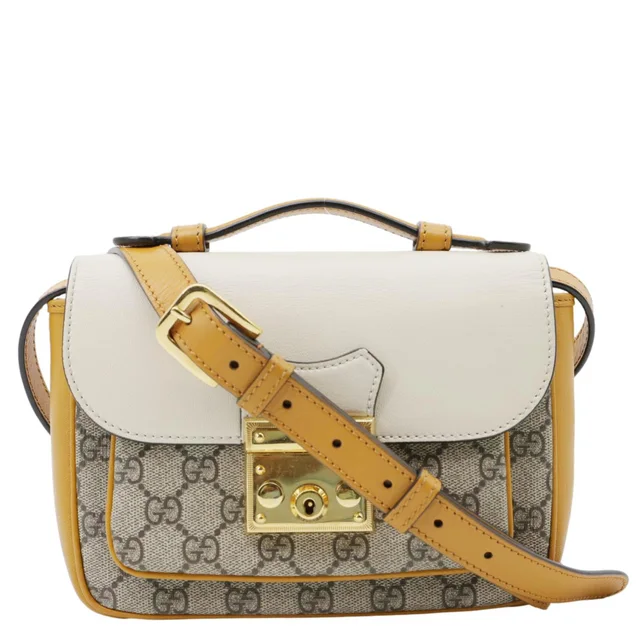 Gucci Padlock Front Pocket Flap Mini GG Canvas Shoulder Bag Beige 658487 in Beige Canvas from Dallas Designer Handbags