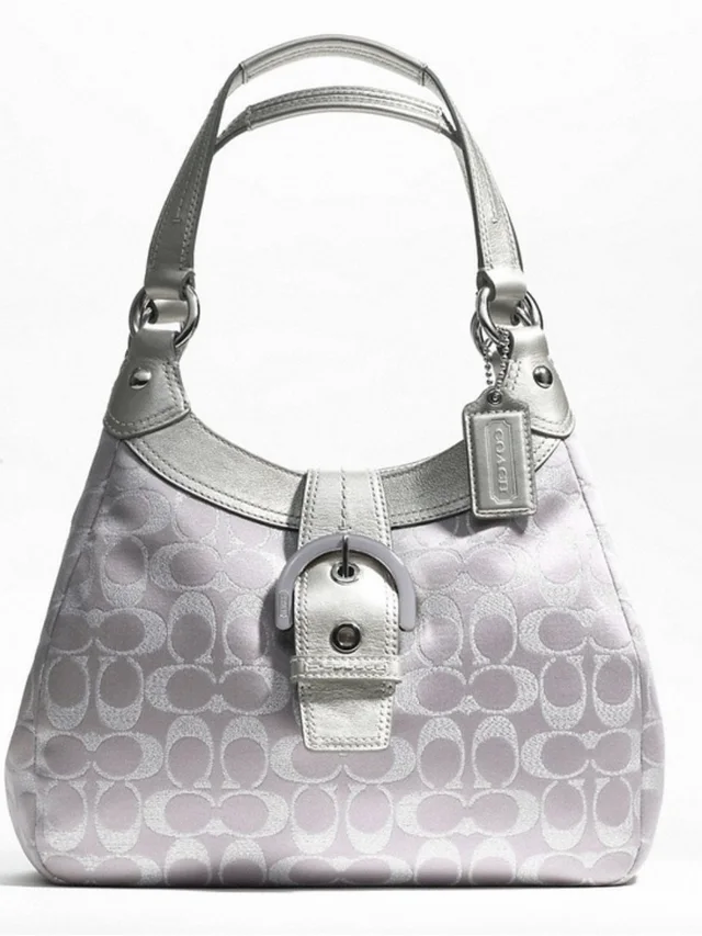 Coach Y2k Vintage Soho Signature Metallic Silver Sateen Hobo Shoulder Bag $300 in silver|gray|pink Leather from Poshmark, photo 1 of 1