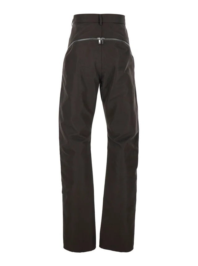 Rick owens Bolan Banana Pants with Zip Details in Brown Stretch Cotton for Men in Brown 62% Cotton 38% Nylon, photo 4 of 6 from Gaudenzi Boutique