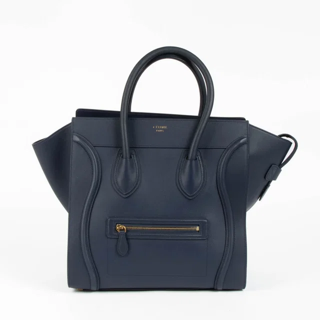 Celine Navy Smooth Calfskin Mini Luggage Bag in Navy Calfskin from Labellov