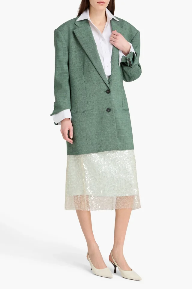 Stella McCartney Oversized Wool-Blend Twill Blazer in Green, photo 2 of 4 from THE OUTNET