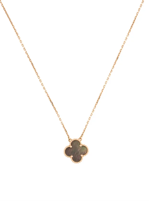 Van Cleef & Arpels Mother of Pearl Vintage Alhambra Pendant Necklace, 16.5" in gray from The RealReal