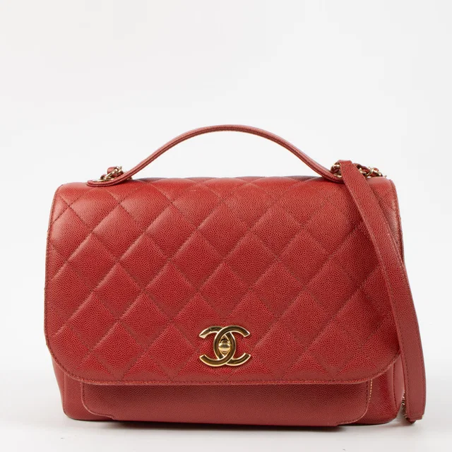 Chanel Red Caviar Large Bussiness Affinity Flap Bag in Red Caviar leather from Labellov