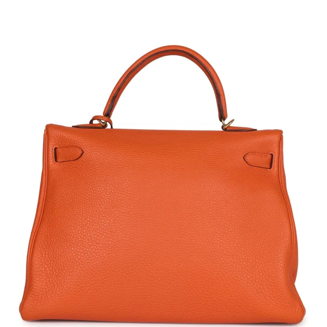 Hermès Kelly Retourne 35 Orange Togo Gold Hardware in Orange Togo leather from Madison Avenue Couture, photo 4 of 9
