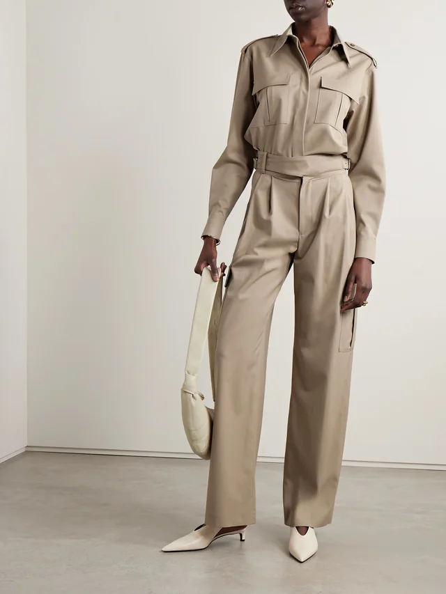 SALON 1884 + NET SUSTAIN buckled pleated twill straight-leg cargo pants, photo 2 of 2 from NET-A-PORTER (Canada)