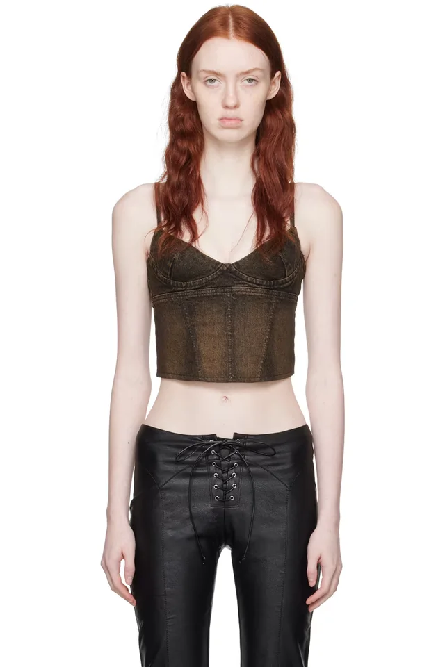 Brown Kiko Denim Tank Top, image 1 of 1 from SSENSE
