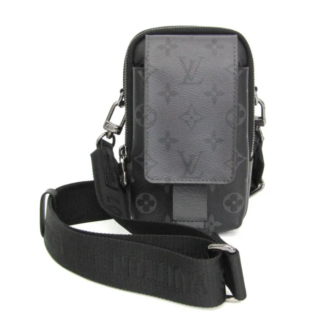 Louis Vuitton Reverse Double Phone Pouch M81321 Men's Pouch,Shoulder Bag Black,Gray in Black/Gray Monogram Eclipse from Elady