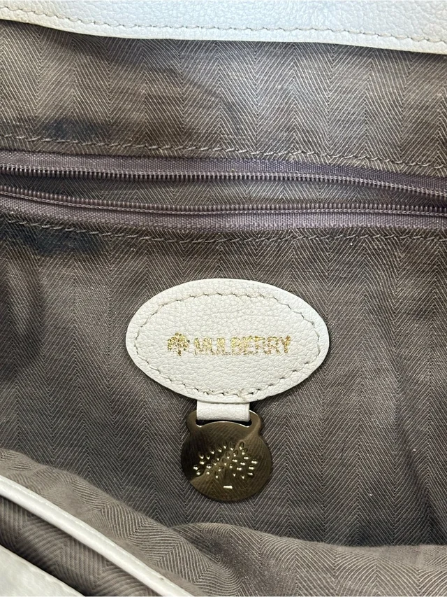 Mulberry Beige Herringbone Lined Interior With White Leather Trim in brown|white|neutral Leather from Poshmark