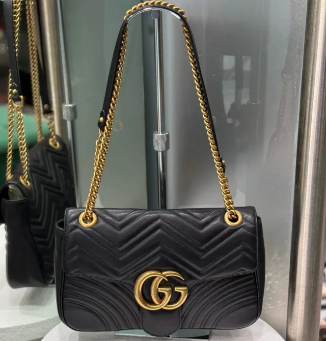 Gucci GG Marmont Bag Medium - Black in Black Suede from Revivre