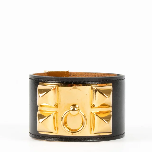 Hermès Box Collier de Chien Bracelet - Size L in Black Leather from Labellov, photo 3 of 4