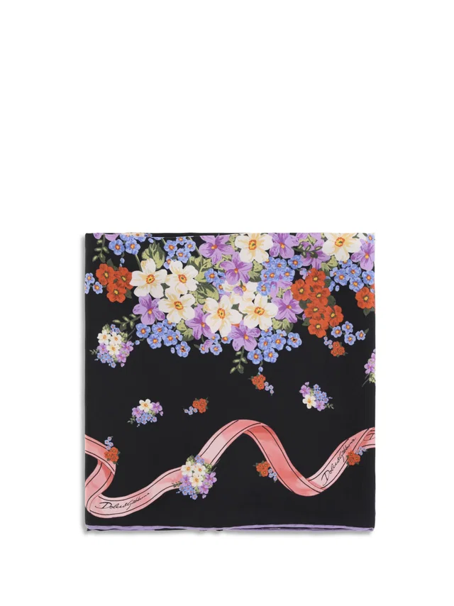 Dolce & Gabbana Scarf — Black Silk Scarfs in Black Silk from HEWI