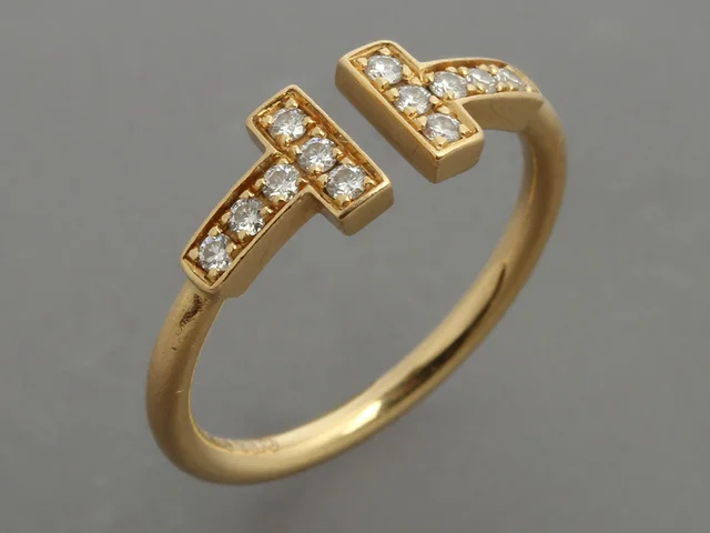 18K Yellow Gold Diamond Tiffany T Wire Ring in Yellow from Ann's Fabulous Finds, photo 2 of 2