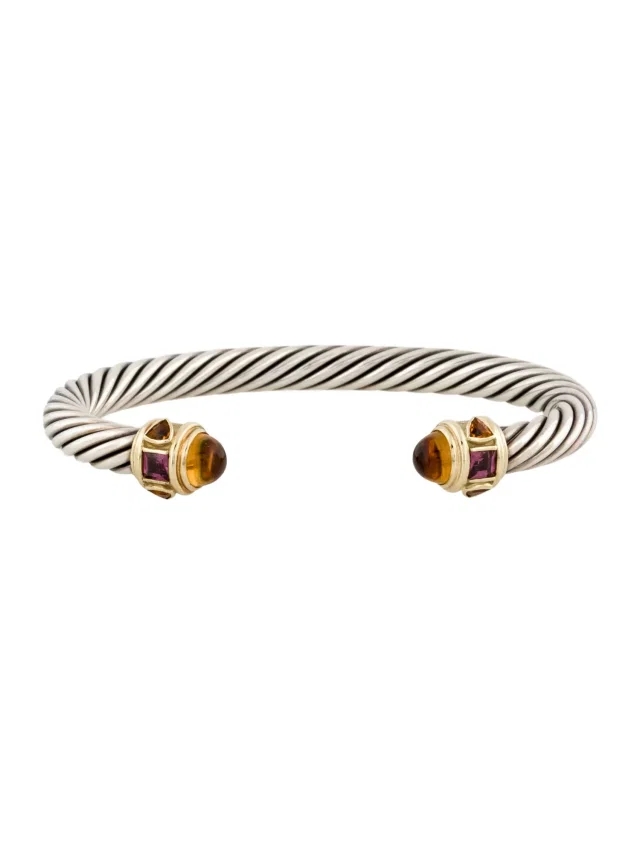 David Yurman Citrine & Rhodolite Garnet Renaissance Cuff Bracelet, 6.75" in multicolor from The RealReal