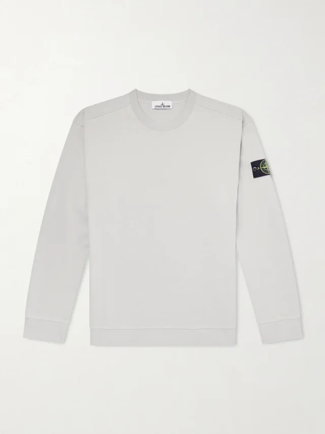 STONE ISLAND Cotton-Jersey Sweatshirt $370 30% off $259 CONSCIOUSLY CRAFTED in Grey from MR PORTER, photo 1 of 1