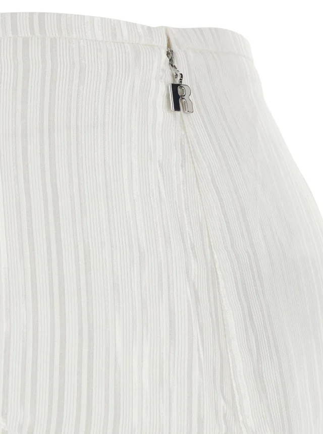 ROTATE White Flowing Striped Shorts in Viscose and Cotton for Women in White 56% Viscose 44% Cotton, photo 5 of 6 from Gaudenzi Boutique