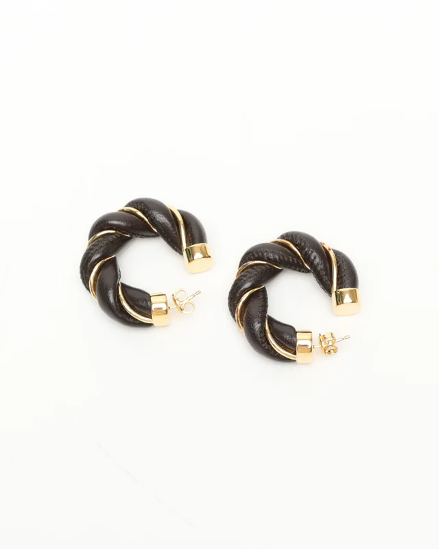 Bottega Veneta Twisted Hoop Earrings in Leather from A Retro Tale, photo 5 of 5