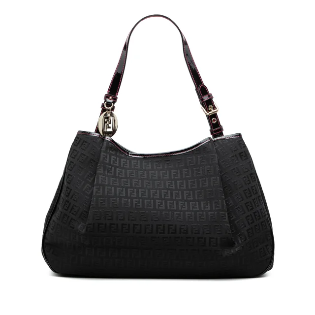 Black Fendi Zucchino Canvas Shoulder Bag in Black Canvas from Designer Revival