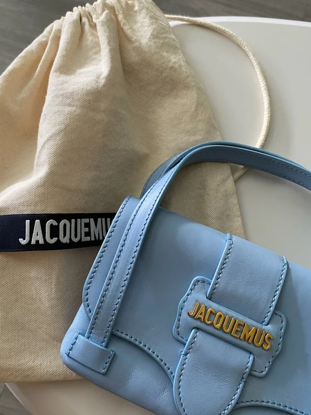 Mini Jacquemus Light Blue, Real Leather Top-Handle Bag in blue Leather from Poshmark