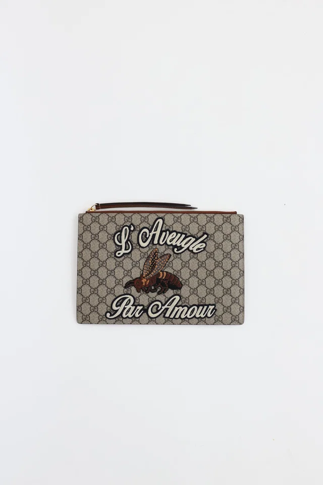 Gucci GG Supreme L'Aveugle Par Armour Pouch in Coated canvas from VSP Consignment