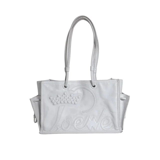 Loewe Herite Bag One Shoulder Anagram Tote White in White Leather from The Reluxe