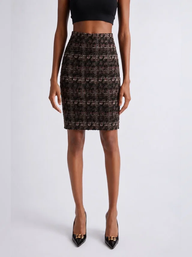 Dolce & Gabbana Tweed Brown Multi Pencil Skirt Size 40 (Us Size 4) 234 in brown|red|black Tweed from Poshmark