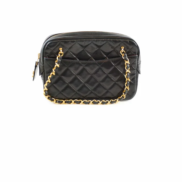 Chanel Vintage Camera Bag 1 Series in Black Lambskin from The Purse Affair