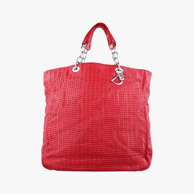 Dior Soft Lady Intrecciato Tote Bag Red Lambskin in Red Lambskin from The Reluxe