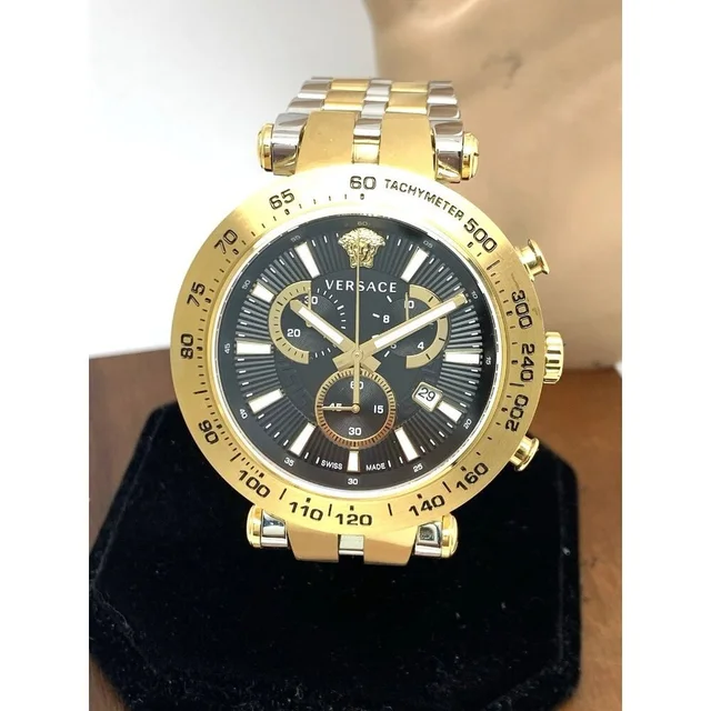 Versace Men's Watch Vejb00622 Swiss Quartz Chronograph Black Dial Two Tone Steel in gray|gold|silver from Poshmark