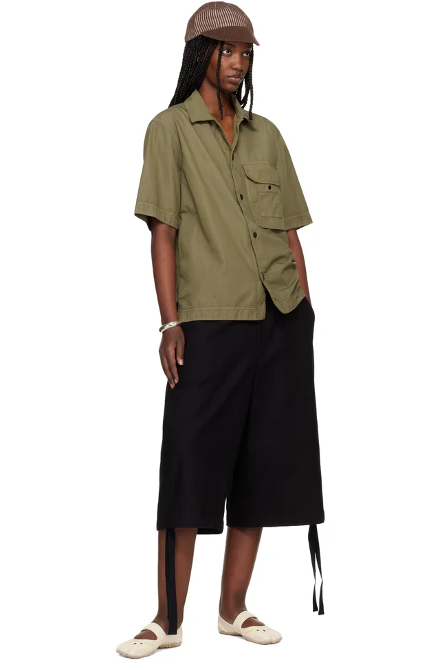 Stone Island Khaki 1100026 Cotton Nylon Micro Ripstop Shirt, photo 4 of 4 from SSENSE