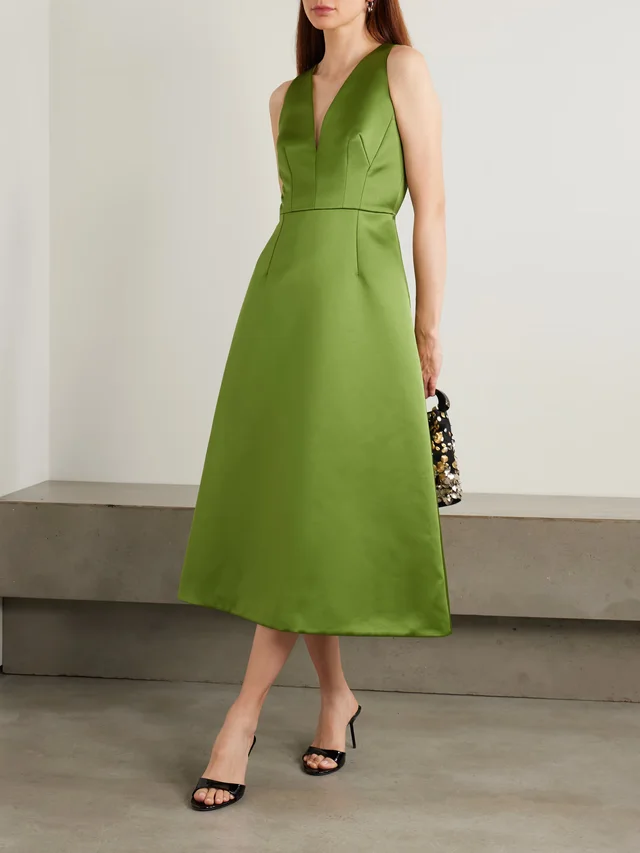 EMILIA WICKSTEAD Adonica cutout duchesse-satin maxi dress in Green, photo 2 of 2 from NET-A-PORTER (Canada)