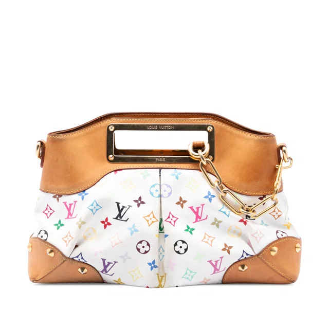 White Louis Vuitton Monogram Multicolore Judy MM Satchel in White Canvas from Designer Revival