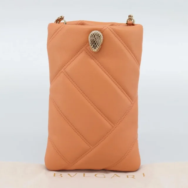Bvlgari Serpenti Cabochon Phone Holder on Chain Diagonal Quilted Leather in Leather from Her-Age, photo 33 of 42