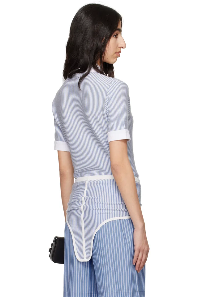 Charles Jeffrey LOVERBOY White & Blue Cheeky Onesie Bodysuit, photo 3 of 4 from SSENSE