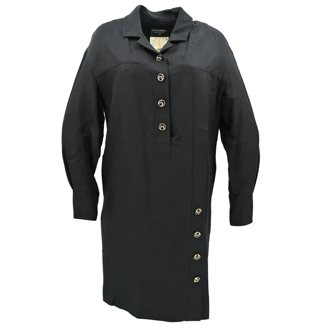 Chanel 1994 Dress Black 29 #38 in Black Silk from AMORE Vintage Tokyo
