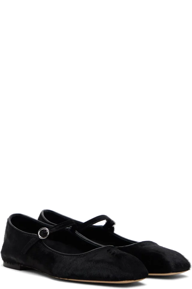 Aeyde Black Uma Ponyhair Mary-Jane Ballerina Flats, photo 4 of 5 from SSENSE