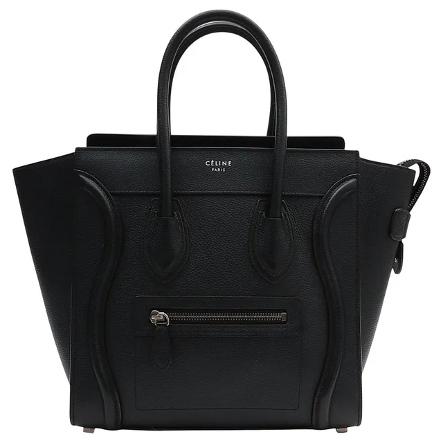 Celine Luggage Micro Shopper Black in Black Leather from VINTAGE QOO TOKYO