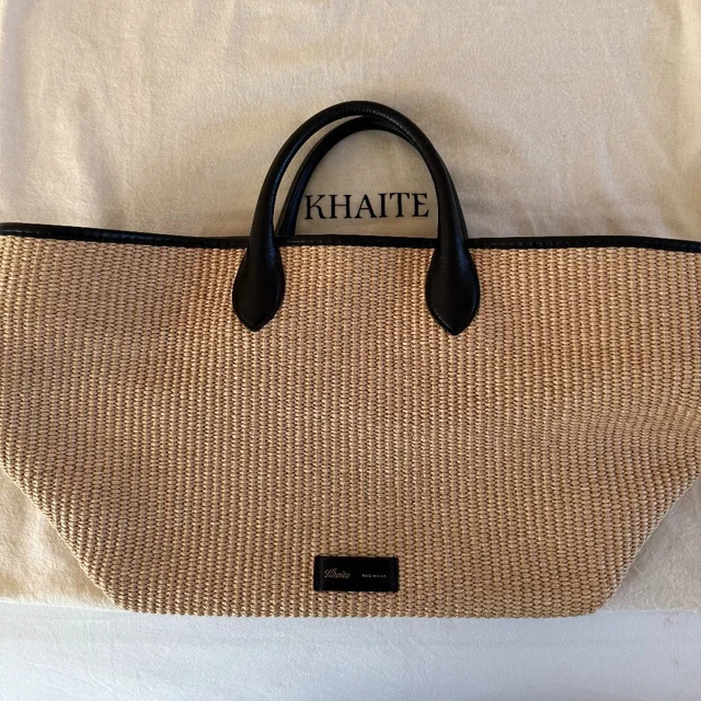Khaite Natural Straw Tote With Black Leather Handles in neutral|black|brown Raffia from Poshmark
